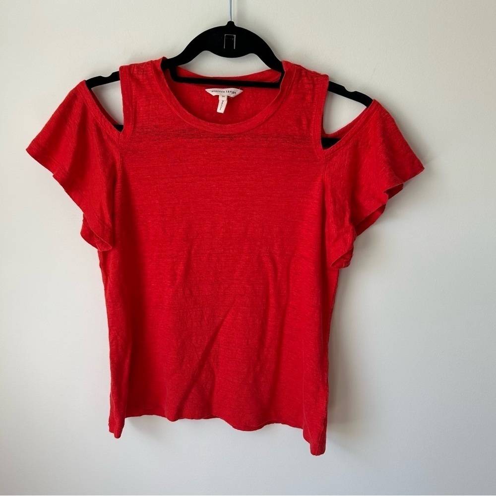 Rebecca Taylor Reddish-Orange Cold Shoulder Top